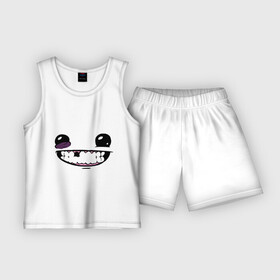 Детская пижама с шортами хлопок с принтом Super Meat Boy: Face в Белгороде,  |  | Тематика изображения на принте: зубастик | зубы | игра | компьютерные игры | лицо | рожа | рожица