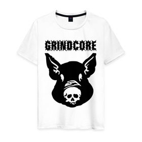 Мужская футболка хлопок с принтом Grindcore (pig) в Белгороде, 100% хлопок | прямой крой, круглый вырез горловины, длина до линии бедер, слегка спущенное плечо. | Тематика изображения на принте: grindcore | gringcore | metal | rock | trash | гpайндкор | метал | рок музыка | треш | трэш