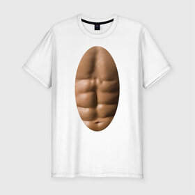 Мужская футболка премиум с принтом мужское тело в Белгороде, 92% хлопок, 8% лайкра | приталенный силуэт, круглый вырез ворота, длина до линии бедра, короткий рукав | Тематика изображения на принте: мышцы | обнаженное тело | пресс