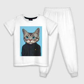 Детская пижама хлопок с принтом Котэ в толстовке в Белгороде, 100% хлопок |  брюки и футболка прямого кроя, без карманов, на брюках мягкая резинка на поясе и по низу штанин
 | голова кошки | кот | кот в одежде | кот в толстовке | кот на спорте | коте | котейка | котэ | кошка | кошка в толстовке | реальный поцык