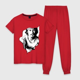 Женская пижама хлопок с принтом Джонни Депп в Белгороде, 100% хлопок | брюки и футболка прямого кроя, без карманов, на брюках мягкая резинка на поясе и по низу штанин | depp | johnny