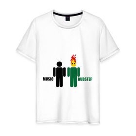 Мужская футболка хлопок с принтом music vs dubstep в Белгороде, 100% хлопок | прямой крой, круглый вырез горловины, длина до линии бедер, слегка спущенное плечо. | dub | dubstep | даб | дабстеп | музыка