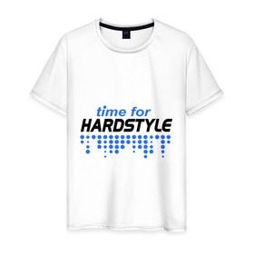 Мужская футболка хлопок с принтом Time for Hardstyle в Белгороде, 100% хлопок | прямой крой, круглый вырез горловины, длина до линии бедер, слегка спущенное плечо. | Тематика изображения на принте: 