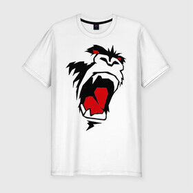 Мужская футболка премиум с принтом King kong face в Белгороде, 92% хлопок, 8% лайкра | приталенный силуэт, круглый вырез ворота, длина до линии бедра, короткий рукав | king kong | животные | кинг конг | кинг конг фейс | обезьяна