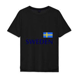 Мужская футболка хлопок Oversize с принтом Сборная Швеции - 10 в Белгороде, 100% хлопок | свободный крой, круглый ворот, “спинка” длиннее передней части | Тематика изображения на принте: football | сборная швеции | флаг швеции | футбол | швеция
