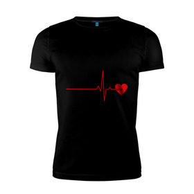 Мужская футболка премиум с принтом Жизнь двоих - одна жизнь (парная) в Белгороде, 92% хлопок, 8% лайкра | приталенный силуэт, круглый вырез ворота, длина до линии бедра, короткий рукав | биение сердца | для двоих | жизнь двоих | кардиограмма | парные | сердце