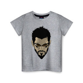 Детская футболка хлопок с принтом Deus Ex Human Revolution - Adam Jensen в Белгороде, 100% хлопок | круглый вырез горловины, полуприлегающий силуэт, длина до линии бедер | адам дженсен | игры | компьютерные игры | персонаж
