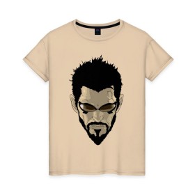 Женская футболка хлопок с принтом Deus Ex Human Revolution - Adam Jensen в Белгороде, 100% хлопок | прямой крой, круглый вырез горловины, длина до линии бедер, слегка спущенное плечо | адам дженсен | игры | компьютерные игры | персонаж