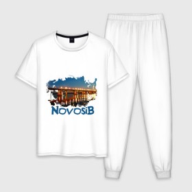 Мужская пижама хлопок с принтом Novosib print в Белгороде, 100% хлопок | брюки и футболка прямого кроя, без карманов, на брюках мягкая резинка на поясе и по низу штанин
 | город | города | мост | новосиб | новосибирск | нск