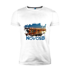 Мужская футболка премиум с принтом Novosib print в Белгороде, 92% хлопок, 8% лайкра | приталенный силуэт, круглый вырез ворота, длина до линии бедра, короткий рукав | город | города | мост | новосиб | новосибирск | нск