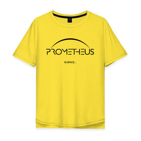 Мужская футболка хлопок Oversize с принтом Прометей лого в Белгороде, 100% хлопок | свободный крой, круглый ворот, “спинка” длиннее передней части | Тематика изображения на принте: prometeus | прометей | чужие | чужой