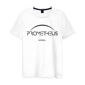 Мужская футболка хлопок с принтом Прометей лого в Белгороде, 100% хлопок | прямой крой, круглый вырез горловины, длина до линии бедер, слегка спущенное плечо. | Тематика изображения на принте: prometeus | прометей | чужие | чужой