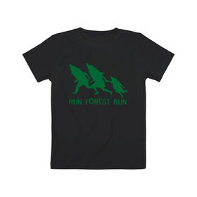 Детская футболка хлопок с принтом Беги лес в Белгороде, 100% хлопок | круглый вырез горловины, полуприлегающий силуэт, длина до линии бедер | Тематика изображения на принте: eco | run forest run | беги лес беги | зеленые технологии | зелень | лес | планета | чистота | эко | экология