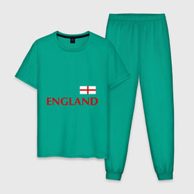 Мужская пижама хлопок с принтом Сборная Англии - 10 в Белгороде, 100% хлопок | брюки и футболка прямого кроя, без карманов, на брюках мягкая резинка на поясе и по низу штанин
 | Тематика изображения на принте: англия | руни | сборная англии | флаг англии | футбол