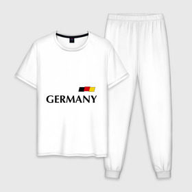Мужская пижама хлопок с принтом Сборная Германии - 7 в Белгороде, 100% хлопок | брюки и футболка прямого кроя, без карманов, на брюках мягкая резинка на поясе и по низу штанин
 | football | германия | сборная германии | футбол | швайнштайгер