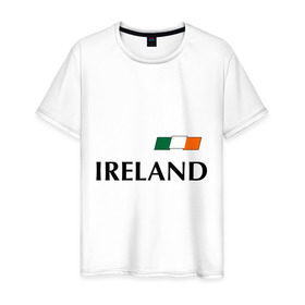 Мужская футболка хлопок с принтом Сборная Ирландии - 7 в Белгороде, 100% хлопок | прямой крой, круглый вырез горловины, длина до линии бедер, слегка спущенное плечо. | Тематика изображения на принте: 
