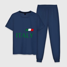 Мужская пижама хлопок с принтом Сборная Италии - 1 в Белгороде, 100% хлопок | брюки и футболка прямого кроя, без карманов, на брюках мягкая резинка на поясе и по низу штанин
 | football | буффон | италия | сборная италии