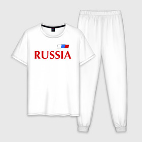 Мужская пижама хлопок с принтом Сборная России в Белгороде, 100% хлопок | брюки и футболка прямого кроя, без карманов, на брюках мягкая резинка на поясе и по низу штанин
 | football | russia | россия | сборная россии | я русский