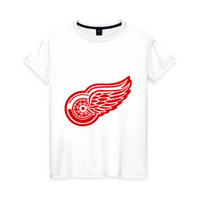 Женская футболка хлопок с принтом Detroit Red Wings Pavel Datsyuk - Павел Дацюк в Белгороде, 100% хлопок | прямой крой, круглый вырез горловины, длина до линии бедер, слегка спущенное плечо | нхл