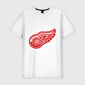 Мужская футболка премиум с принтом Detroit Red Wings Pavel Datsyuk - Павел Дацюк в Белгороде, 92% хлопок, 8% лайкра | приталенный силуэт, круглый вырез ворота, длина до линии бедра, короткий рукав | Тематика изображения на принте: нхл