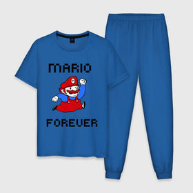 Мужская пижама хлопок с принтом Mario forever в Белгороде, 100% хлопок | брюки и футболка прямого кроя, без карманов, на брюках мягкая резинка на поясе и по низу штанин
 | nintendo | марио | нинтендо