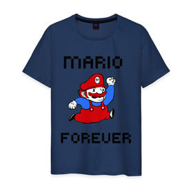 Мужская футболка хлопок с принтом Mario forever в Белгороде, 100% хлопок | прямой крой, круглый вырез горловины, длина до линии бедер, слегка спущенное плечо. | nintendo | марио | нинтендо