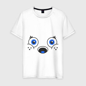 Мужская футболка хлопок с принтом Белый мишка в Белгороде, 100% хлопок | прямой крой, круглый вырез горловины, длина до линии бедер, слегка спущенное плечо. | 