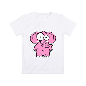 Детская футболка хлопок с принтом Розовый слон в Белгороде, 100% хлопок | круглый вырез горловины, полуприлегающий силуэт, длина до линии бедер | Тематика изображения на принте: смешной