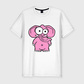 Мужская футболка премиум с принтом Розовый слон в Белгороде, 92% хлопок, 8% лайкра | приталенный силуэт, круглый вырез ворота, длина до линии бедра, короткий рукав | Тематика изображения на принте: смешной