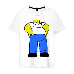 Мужская футболка хлопок с принтом тело Гомера в Белгороде, 100% хлопок | прямой крой, круглый вырез горловины, длина до линии бедер, слегка спущенное плечо. | Тематика изображения на принте: гомер без головы