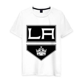 Мужская футболка хлопок с принтом Los Angeles Kings - Лос Анджелес в Белгороде, 100% хлопок | прямой крой, круглый вырез горловины, длина до линии бедер, слегка спущенное плечо. | la | los angeles kings | nhl | кубок стенли | лос анджелес кингс | нхл | хоккей