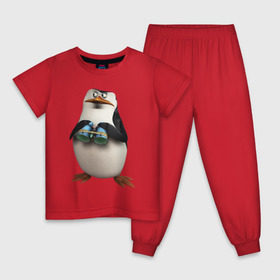 Детская пижама хлопок с принтом Пингвин с биноклем в Белгороде, 100% хлопок |  брюки и футболка прямого кроя, без карманов, на брюках мягкая резинка на поясе и по низу штанин
 | пингвин