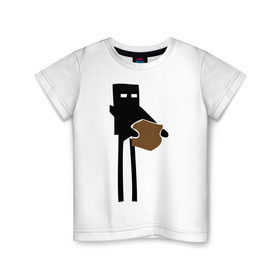 Детская футболка хлопок с принтом Enderman в Белгороде, 100% хлопок | круглый вырез горловины, полуприлегающий силуэт, длина до линии бедер | enderman | minecraft | игры | компьютерные игры | майнкрафт