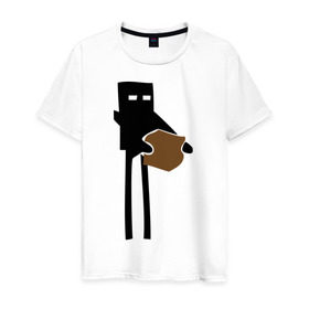 Мужская футболка хлопок с принтом Enderman в Белгороде, 100% хлопок | прямой крой, круглый вырез горловины, длина до линии бедер, слегка спущенное плечо. | enderman | minecraft | игры | компьютерные игры | майнкрафт