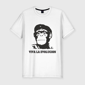 Мужская футболка премиум с принтом Viva la evolucion в Белгороде, 92% хлопок, 8% лайкра | приталенный силуэт, круглый вырез ворота, длина до линии бедра, короткий рукав | Тематика изображения на принте: 