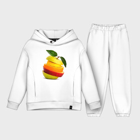 Детский костюм хлопок Oversize с принтом мега яблоко в Белгороде,  |  | Тематика изображения на принте: апельсин | брызги | вода | лимон | фрукты | яблоко