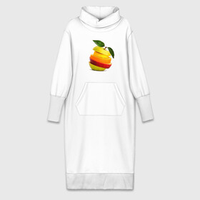Платье удлиненное хлопок с принтом мега яблоко в Белгороде,  |  | Тематика изображения на принте: апельсин | брызги | вода | лимон | фрукты | яблоко