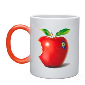 Кружка хамелеон с принтом откусанное яблоко в Белгороде, керамика | меняет цвет при нагревании, емкость 330 мл | apple | вкусное | девушкам | фрукты | фрукты и ягоды | яблоко