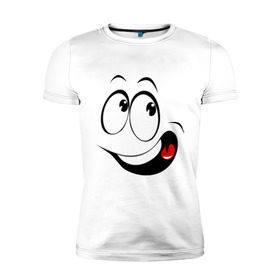 Мужская футболка премиум с принтом Смайл_01 в Белгороде, 92% хлопок, 8% лайкра | приталенный силуэт, круглый вырез ворота, длина до линии бедра, короткий рукав | smile | позитив | рожица | смайл | смайлик
