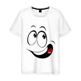 Мужская футболка хлопок с принтом Смайл_01 в Белгороде, 100% хлопок | прямой крой, круглый вырез горловины, длина до линии бедер, слегка спущенное плечо. | smile | позитив | рожица | смайл | смайлик