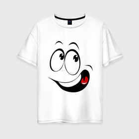 Женская футболка хлопок Oversize с принтом Смайл_01 в Белгороде, 100% хлопок | свободный крой, круглый ворот, спущенный рукав, длина до линии бедер
 | smile | позитив | рожица | смайл | смайлик