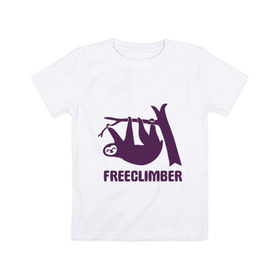 Детская футболка хлопок с принтом Freeclimber в Белгороде, 100% хлопок | круглый вырез горловины, полуприлегающий силуэт, длина до линии бедер | climb | freeclimber | альпинизм | альпинисты | горы | скалолазанье | скалолазы | спорт