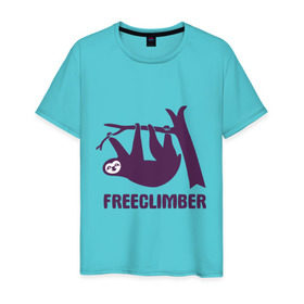 Мужская футболка хлопок с принтом Freeclimber в Белгороде, 100% хлопок | прямой крой, круглый вырез горловины, длина до линии бедер, слегка спущенное плечо. | climb | freeclimber | альпинизм | альпинисты | горы | скалолазанье | скалолазы | спорт