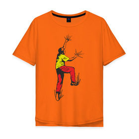 Мужская футболка хлопок Oversize с принтом Альпинист карабкается в Белгороде, 100% хлопок | свободный крой, круглый ворот, “спинка” длиннее передней части | climb | альпинизм | альпинисты | горы | путь | скалолазанье | скалолазы | спорт