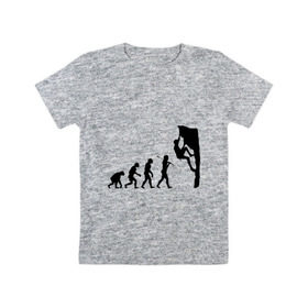 Детская футболка хлопок с принтом Эволюция альпиниста в Белгороде, 100% хлопок | круглый вырез горловины, полуприлегающий силуэт, длина до линии бедер | climb | climber | альпинизм | альпинист | альпинисты | горы | путь | скалолазанье | скалолазы | спорт | эволюция