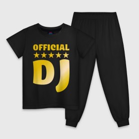 Детская пижама хлопок с принтом Official DJ золото в Белгороде, 100% хлопок |  брюки и футболка прямого кроя, без карманов, на брюках мягкая резинка на поясе и по низу штанин
 | ди джей | диджей | для dj | клубные | оффициальный диджей