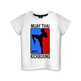 Детская футболка хлопок с принтом Muay Thai Kickboxing в Белгороде, 100% хлопок | круглый вырез горловины, полуприлегающий силуэт, длина до линии бедер | кикбоксинг | муай тай