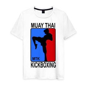 Мужская футболка хлопок с принтом Muay Thai Kickboxing в Белгороде, 100% хлопок | прямой крой, круглый вырез горловины, длина до линии бедер, слегка спущенное плечо. | кикбоксинг | муай тай