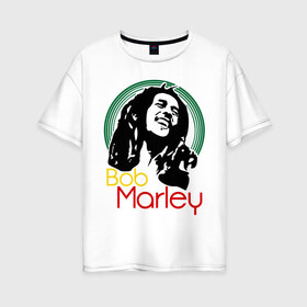 Женская футболка хлопок Oversize с принтом Saint Bob Marley в Белгороде, 100% хлопок | свободный крой, круглый ворот, спущенный рукав, длина до линии бедер
 | bob marley | saint bob marley | боб марли | музыка | регги