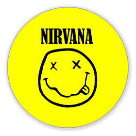 Коврик круглый с принтом Nirvana logo в Белгороде, резина и полиэстер | круглая форма, изображение наносится на всю лицевую часть | cobain | nirvana | rock | smells like teen spirit | кобейн | нирвана | рок